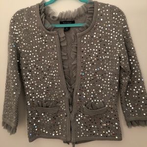 White House Black Market silver sequence sweater